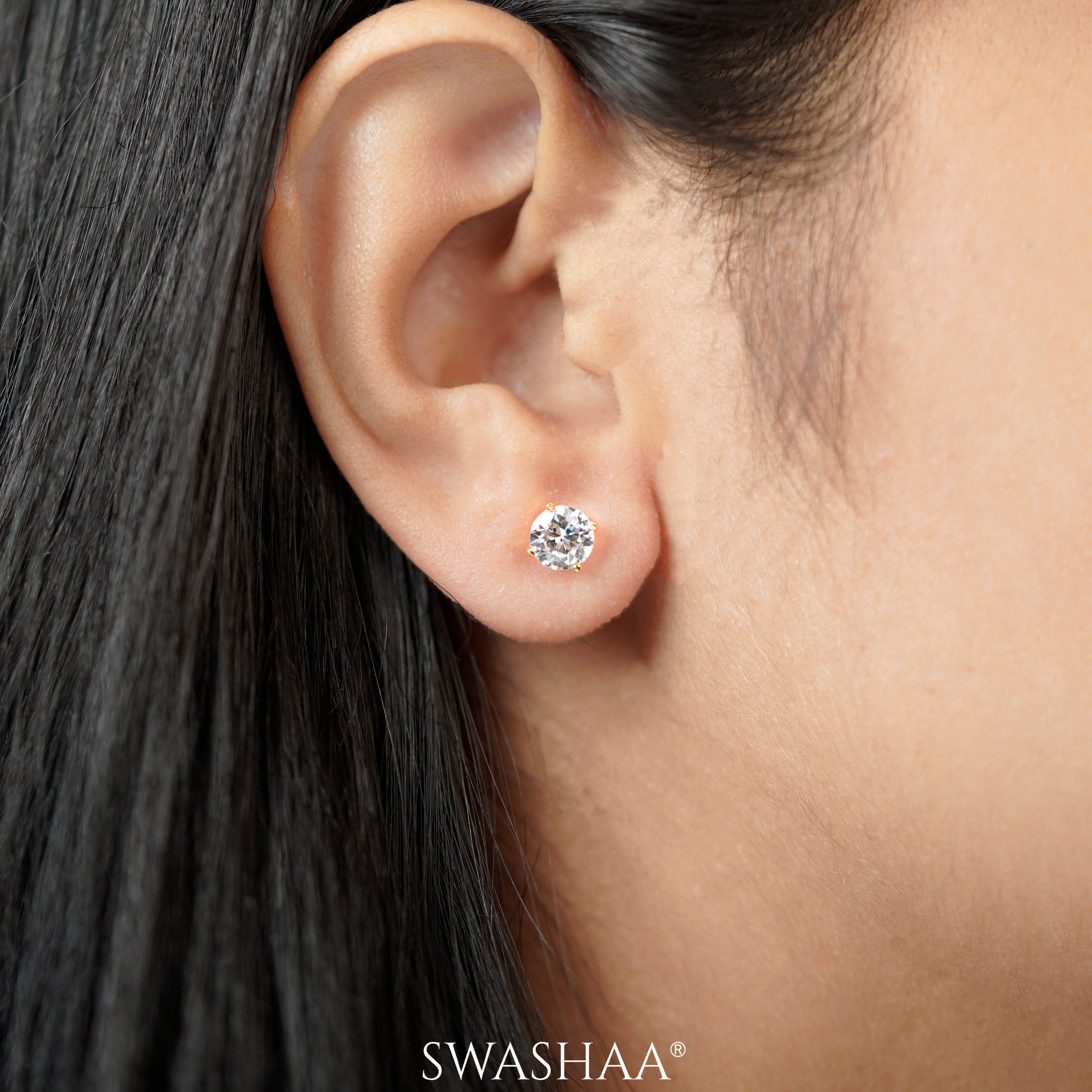 Adia Round Cut Solitaire Women's Stud Earrings
