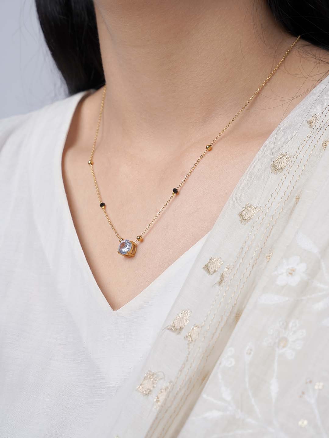 Adia Diamond Solitaire 18K Gold Plated Mangalsutra