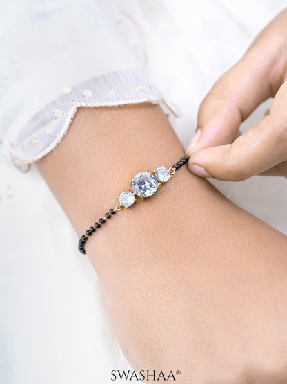 Adia Three Diamond Solitaire18K Gold Plated Mangalsutra Bracelet