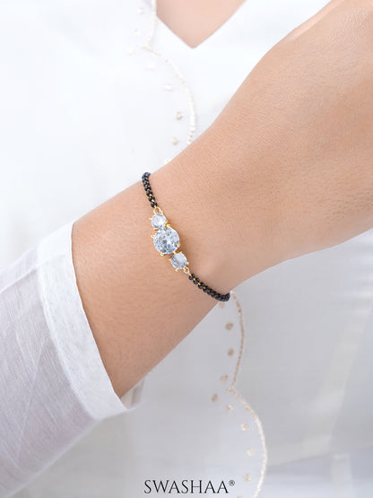 Adia Three Diamond Solitaire18K Gold Plated Mangalsutra Bracelet