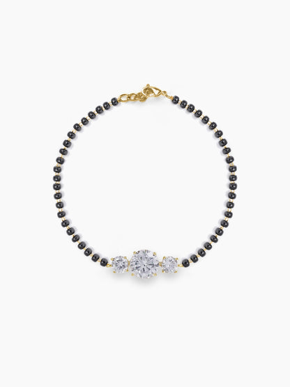 Adia Three Diamond Solitaire18K Gold Plated Mangalsutra Bracelet