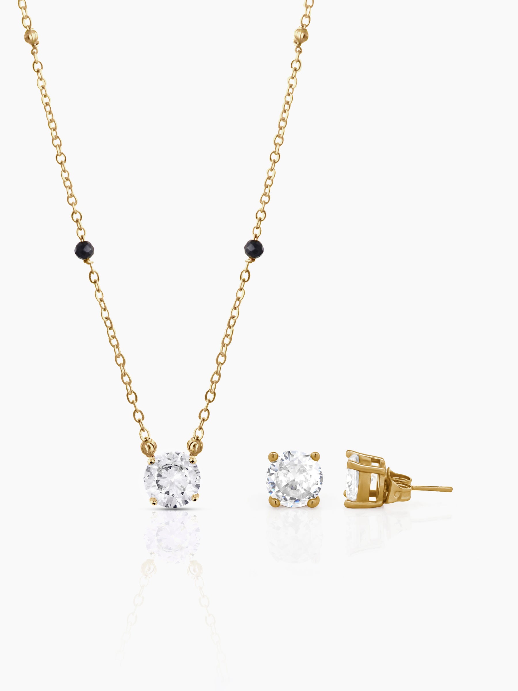 Adia 18K Gold Plated Mangalsutra Jewelry Set Of 2 - Necklace & Earrings - Swashaa