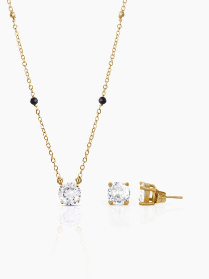 Adia 18K Gold Plated Mangalsutra Jewelry Set Of 2 - Necklace & Earrings - Swashaa