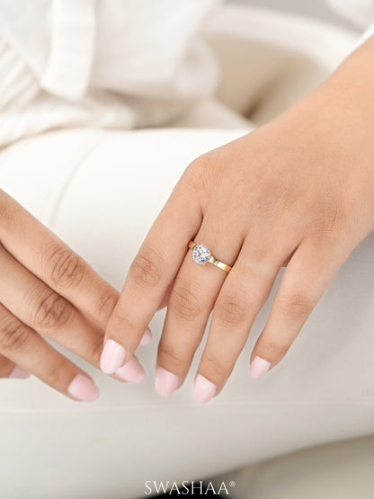 Adia Round Diamond Solitaire 18K Gold Plated Ring