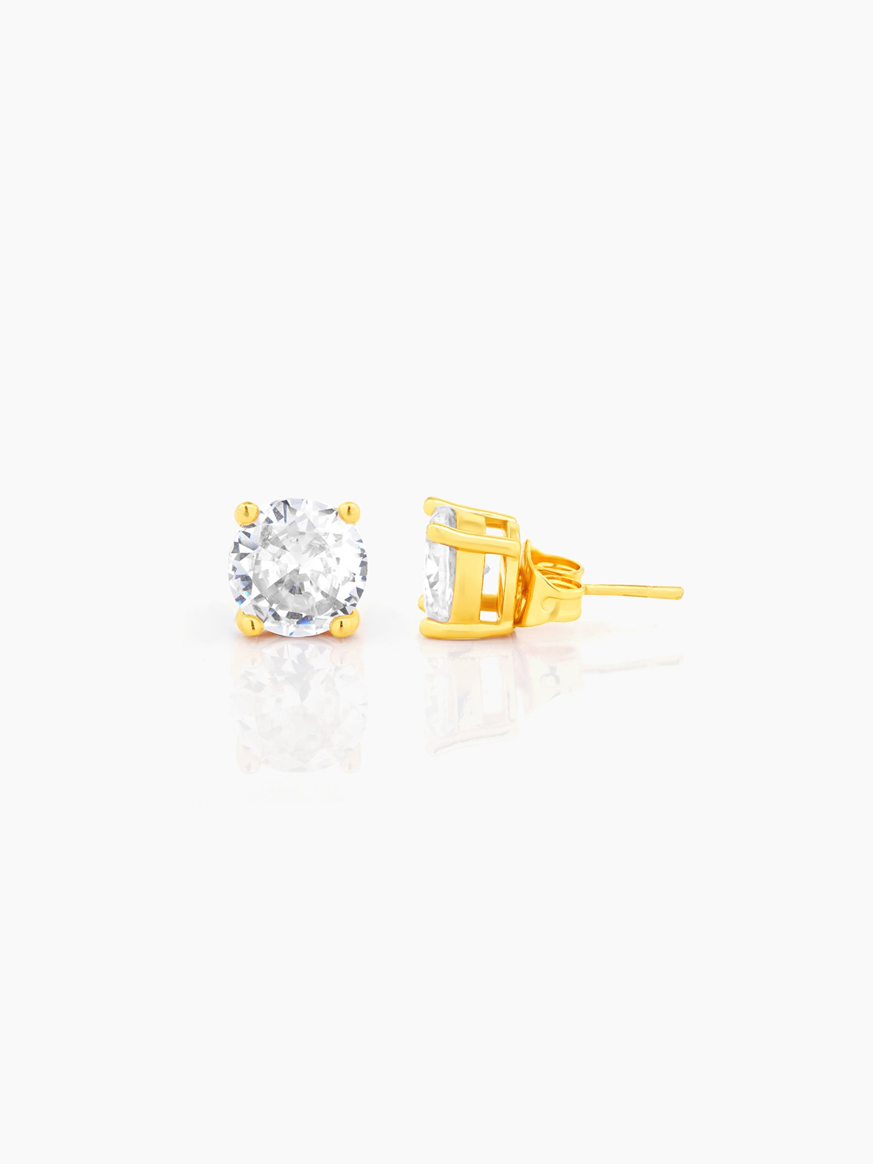 Adia Diamond Solitaire 18K Gold Plated Men's Stud Earrings