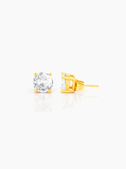 Adia Diamond Solitaire 18K Gold Plated Men's Stud Earrings