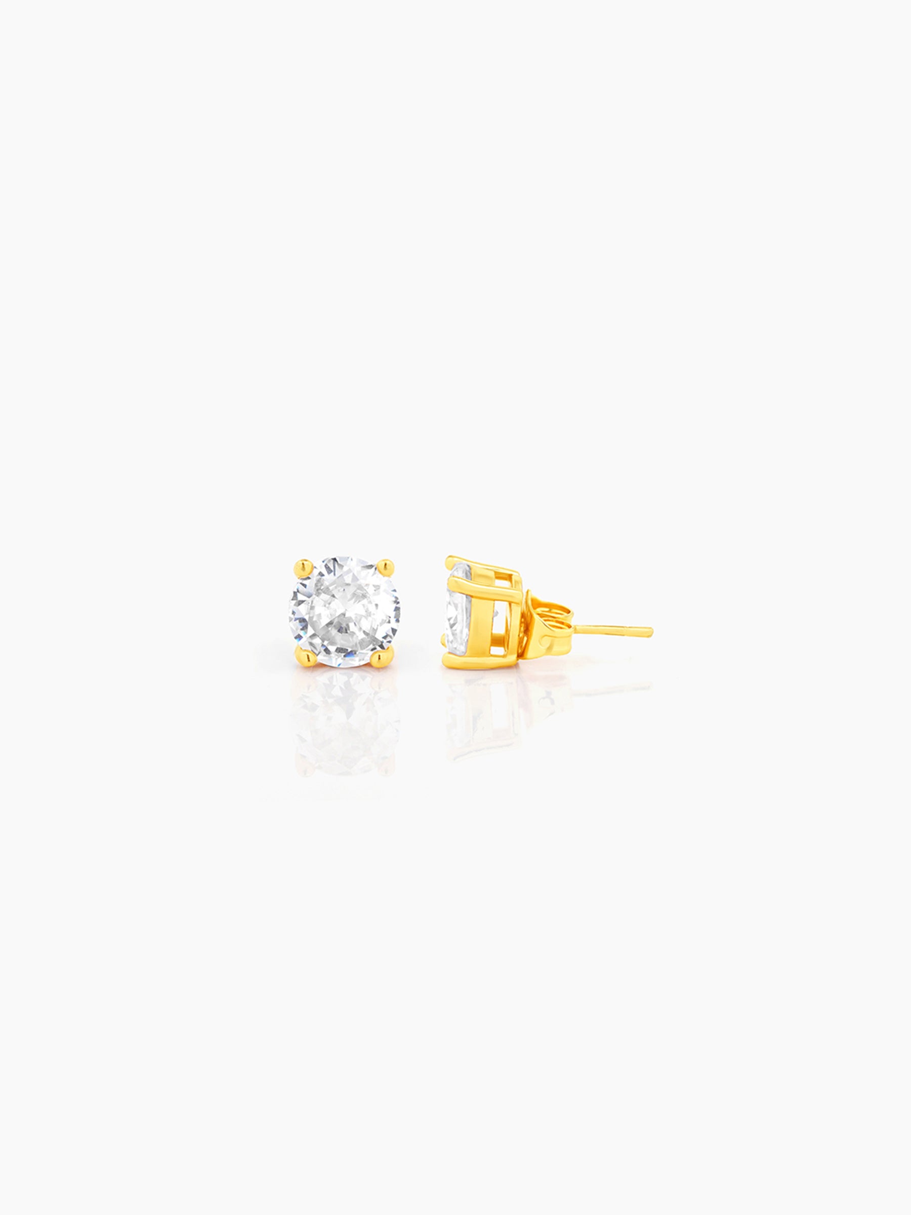 Adia Diamond Solitaire 18K Gold Plated Men's Stud Earrings