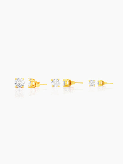 Adia Diamond Solitaire 18K Gold Plated Men's Stud Earrings