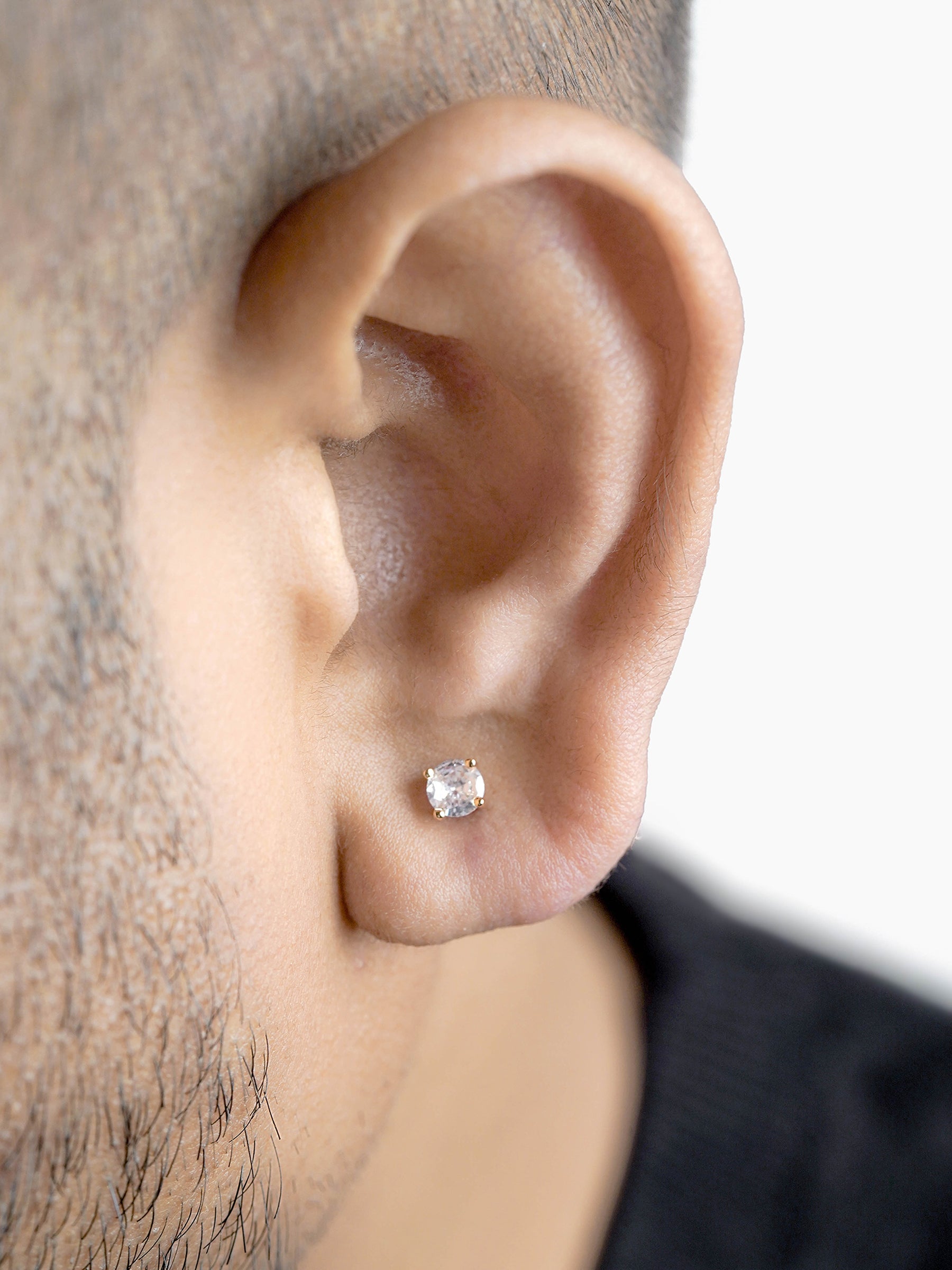 Adia Diamond Solitaire 18K Gold Plated Men's Stud Earrings