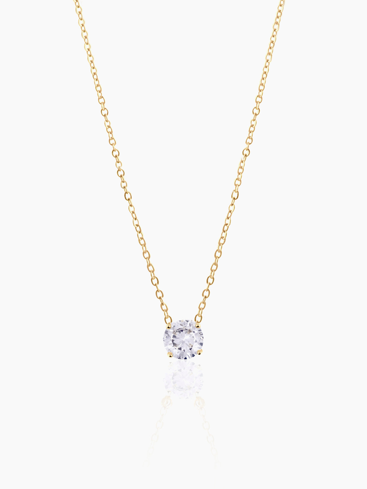 Adia Diamond Solitaire 18K Gold Plated Necklace