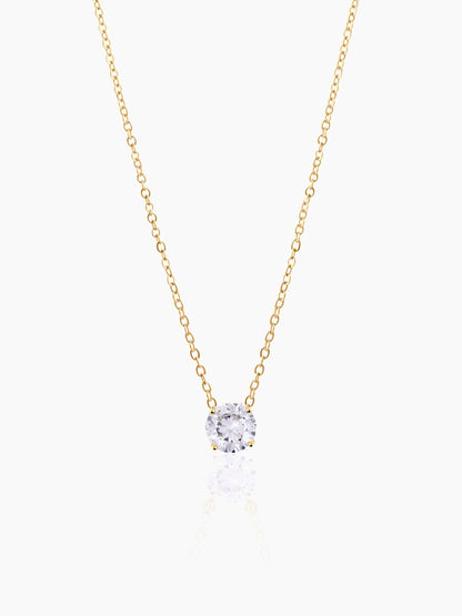 Adia Diamond Solitaire 18K Gold Plated Necklace