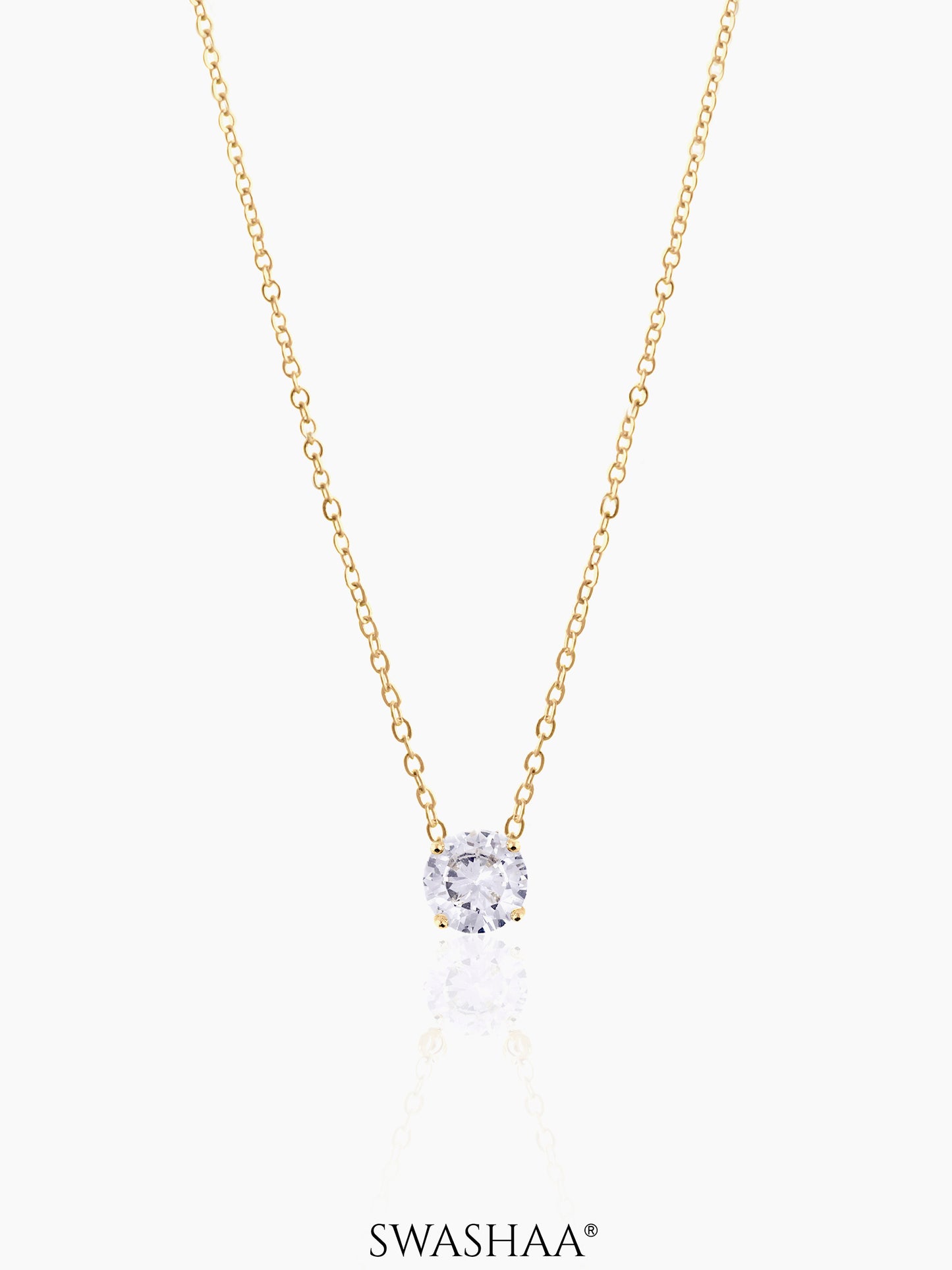 Adia Solitaire 18K Gold Plated Necklace