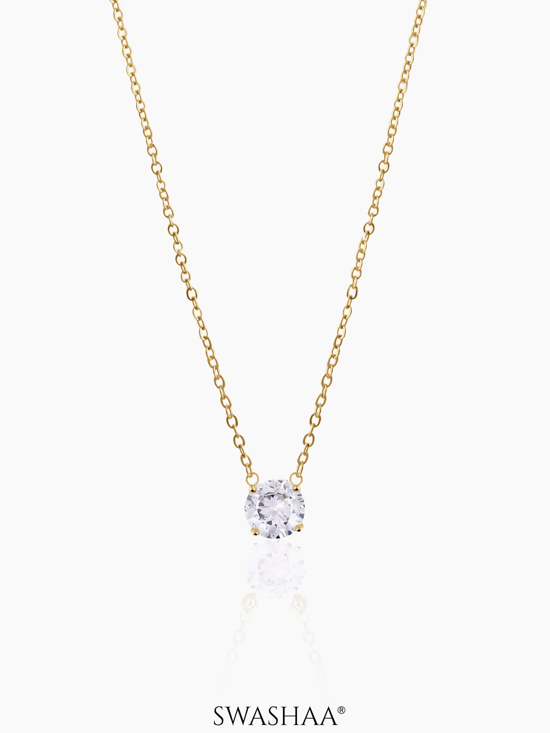 Adia Solitaire 18K Gold Plated Necklace