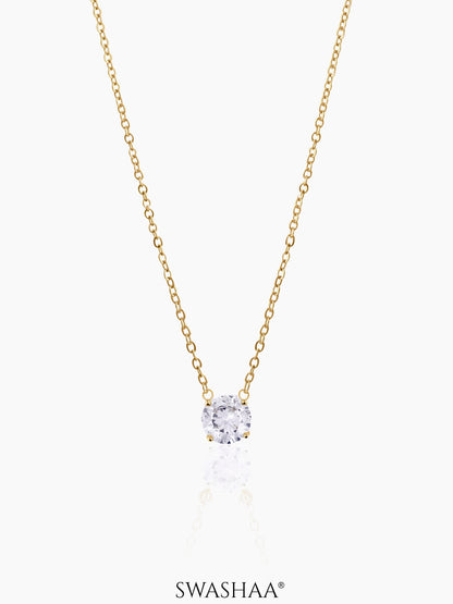 Adia Diamond Solitaire 18K Gold Plated Necklace