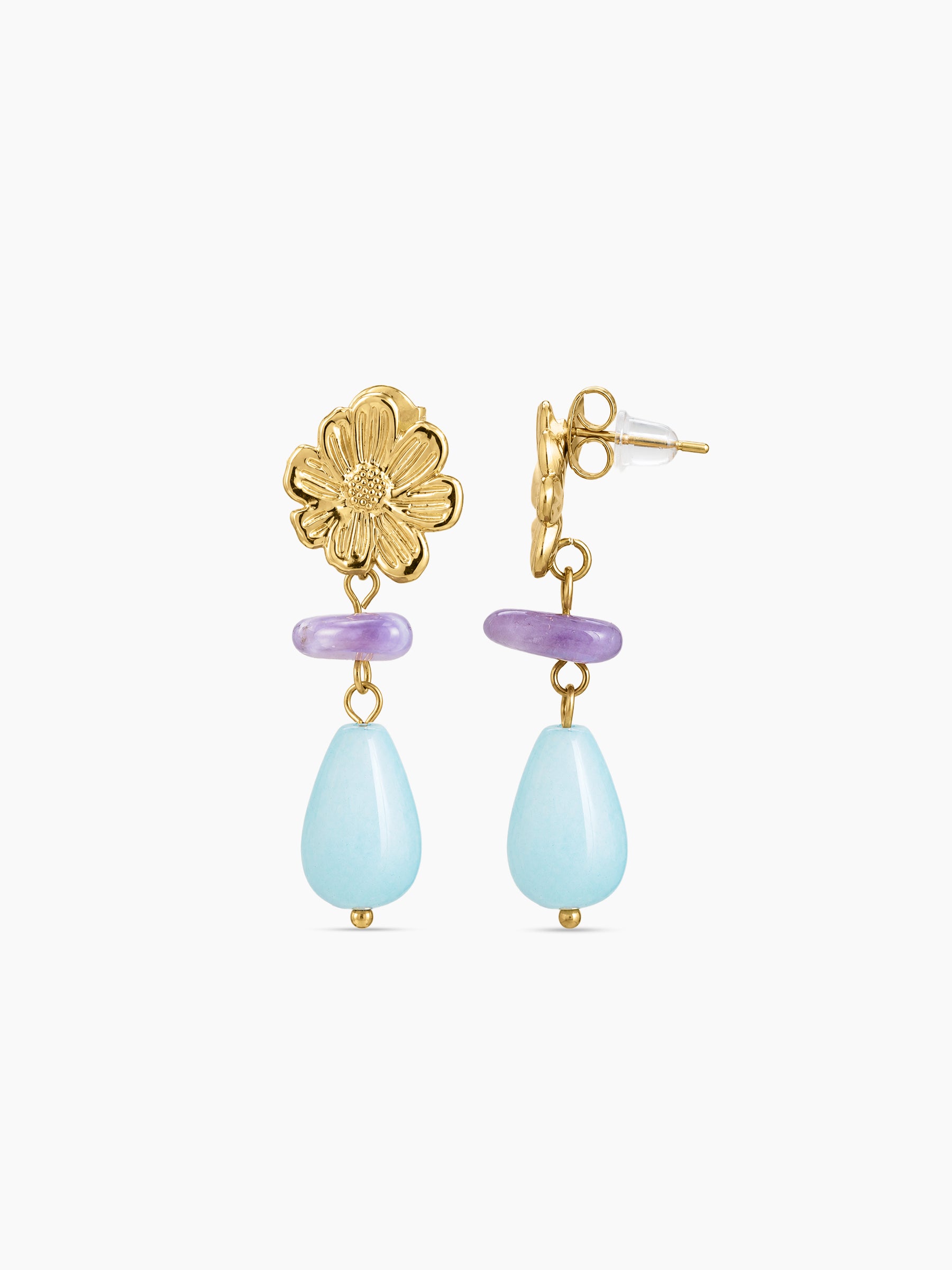Adrika Natural Stone 18K Gold Plated Women's Dangling Earrings