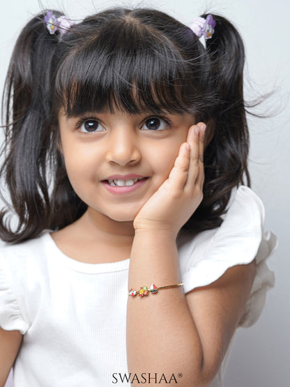 Adventure Ride Charms 18K Gold Plated Kid's Cuff Kada Bracelet
