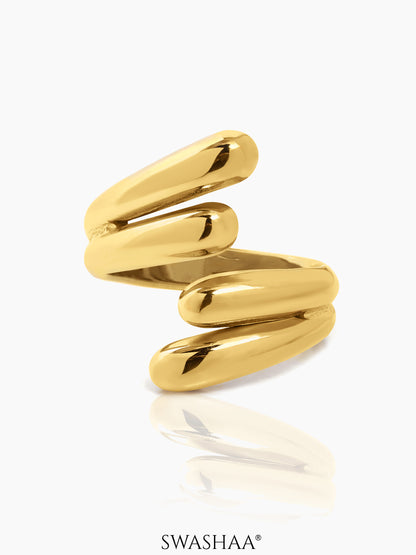 Aella Fluid Spiral Wrap 18K Gold Plated Ring