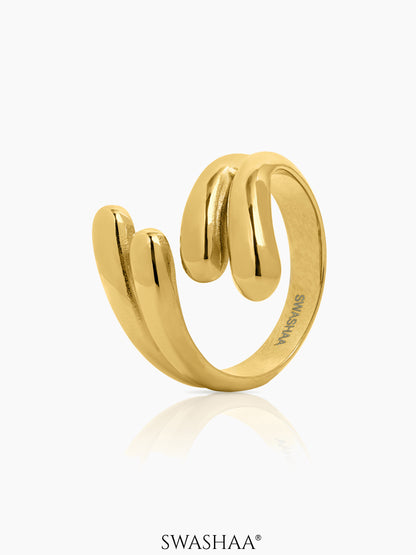 Aella Fluid Spiral Wrap 18K Gold Plated Ring