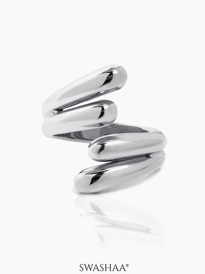 Aella Fluid Spiral Wrap Silver Ring
