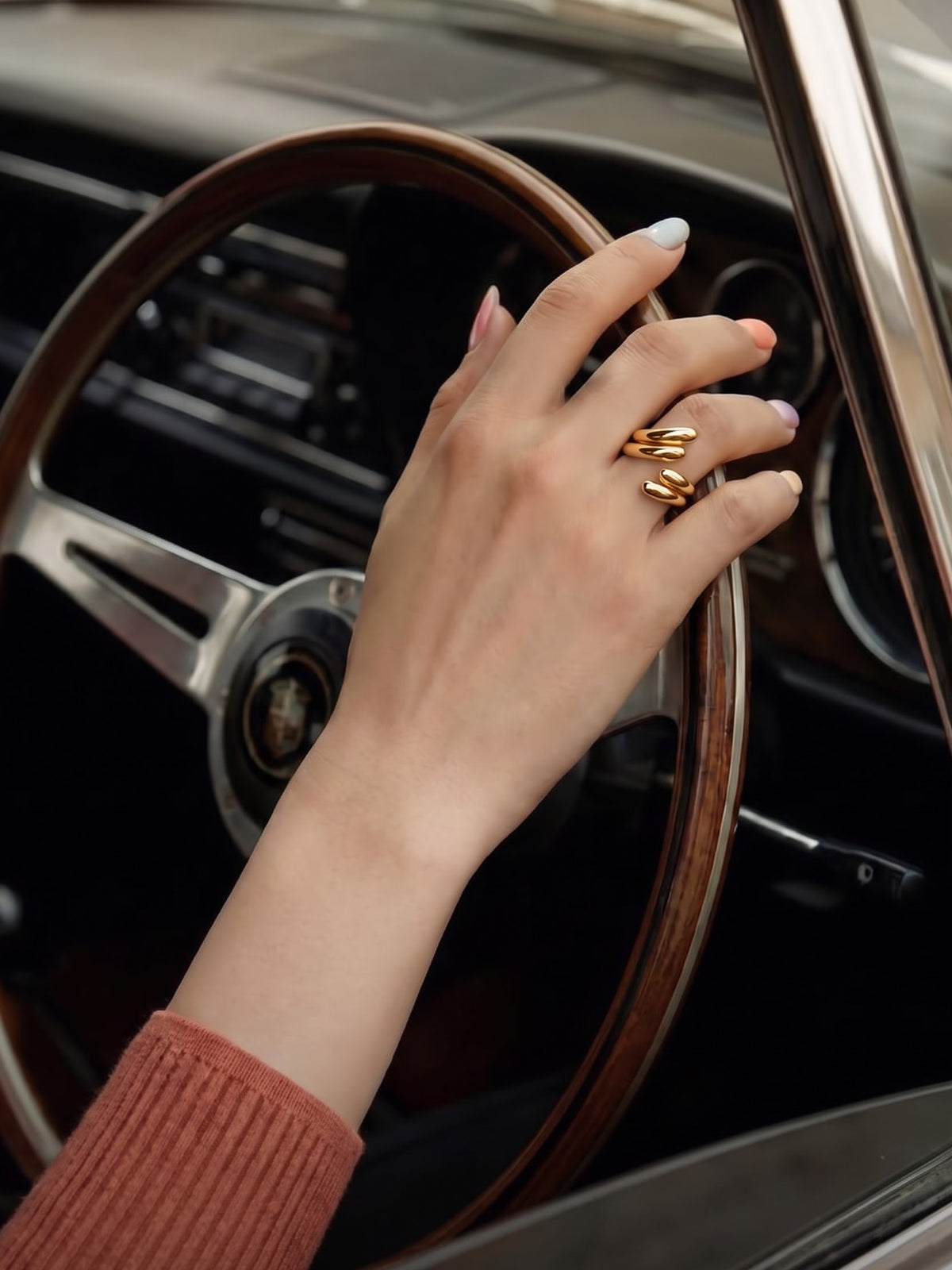 Aella Fluid Spiral Wrap 18K Gold Plated Ring