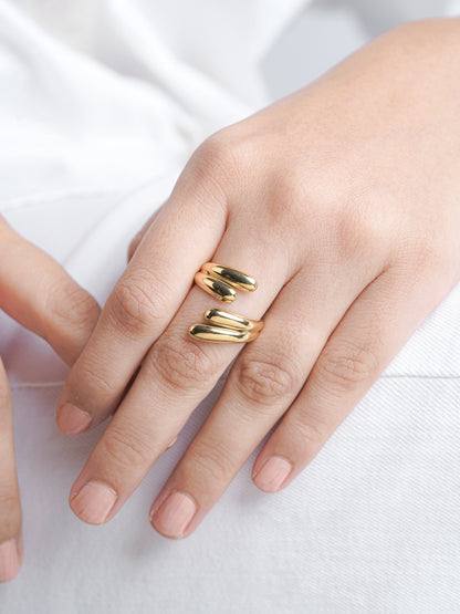 Aella Fluid Spiral Wrap 18K Gold Plated Ring