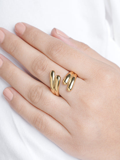 Aella Fluid Spiral Wrap 18K Gold Plated Ring