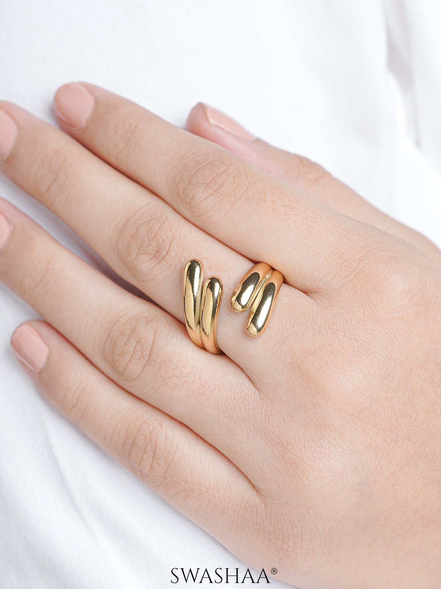 Aella Fluid Spiral Wrap 18K Gold Plated Ring