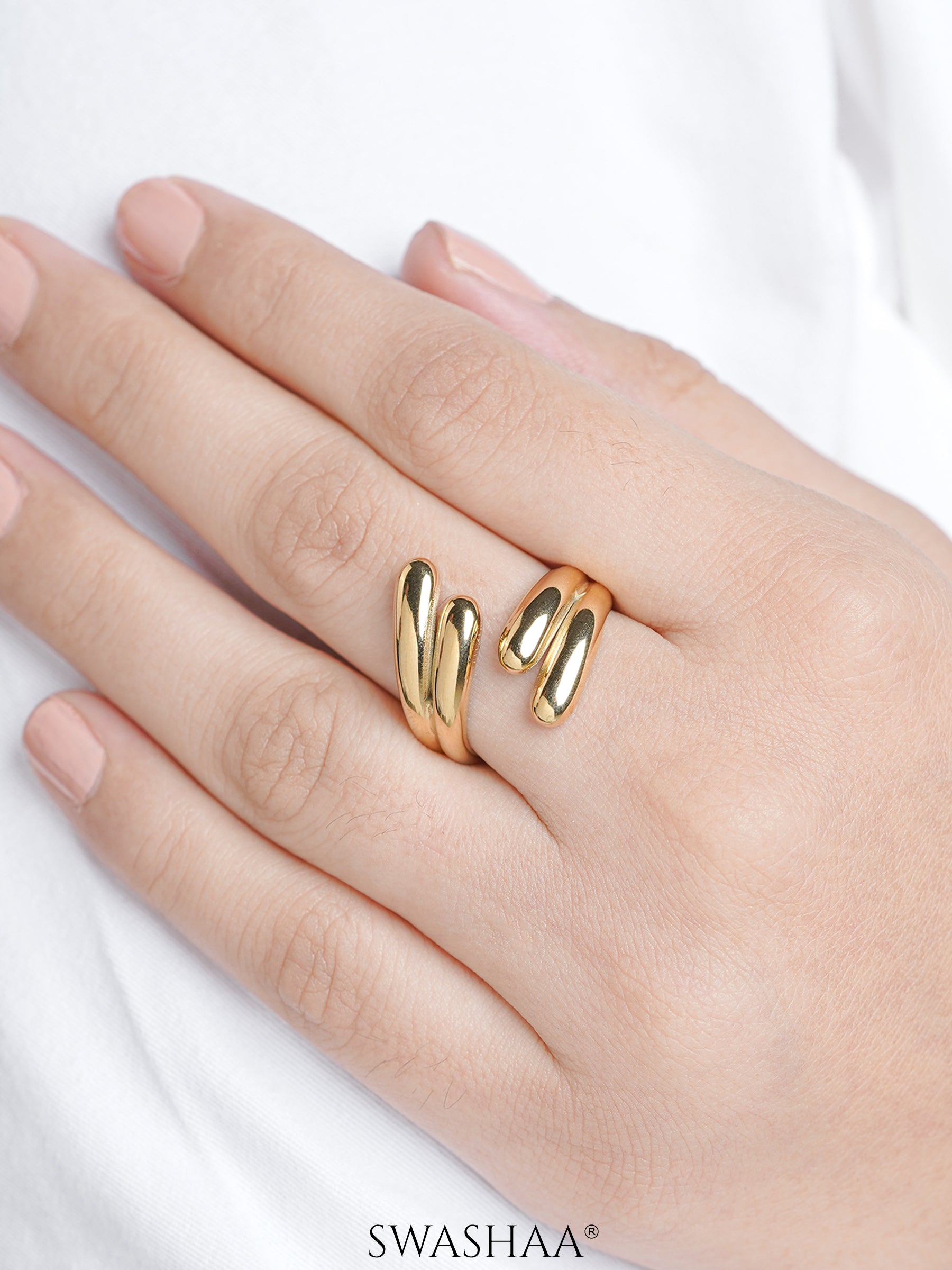 Aella Fluid Spiral Wrap 18K Gold Plated Ring
