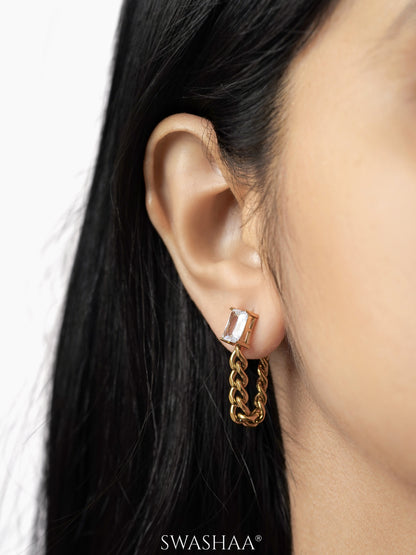 Agnes Dangling Chain 18K Gold Plated Earrings