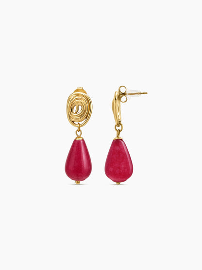Agnis Natural Stone 18K Gold Plated Women's Dangling Earrings