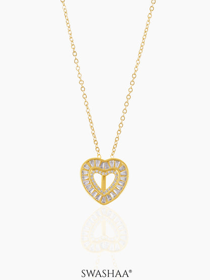 Aiko Diamond Heart 18K Gold Plated Chain Pendant Necklace