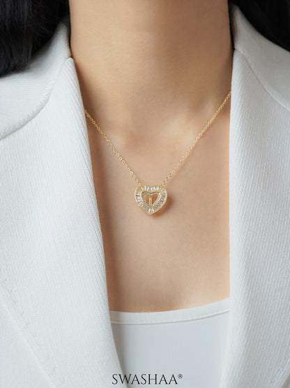 Aiko Diamond Heart 18K Gold Plated Chain Pendant Necklace