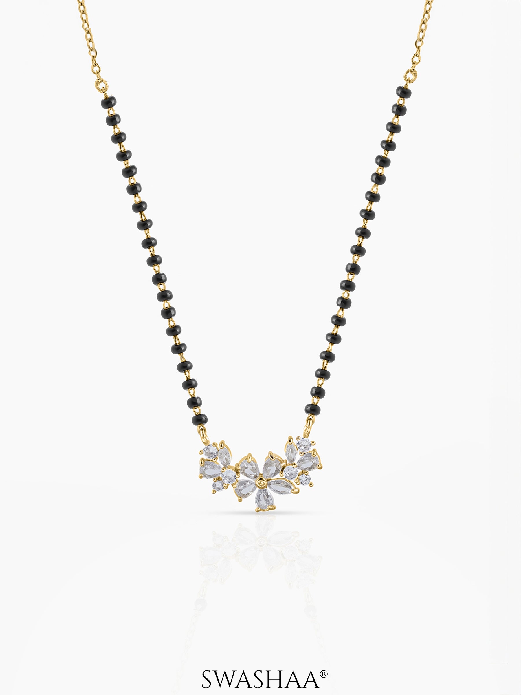 Aira Diamond Floral Cluster 18K Gold Plated Mangalsutra
