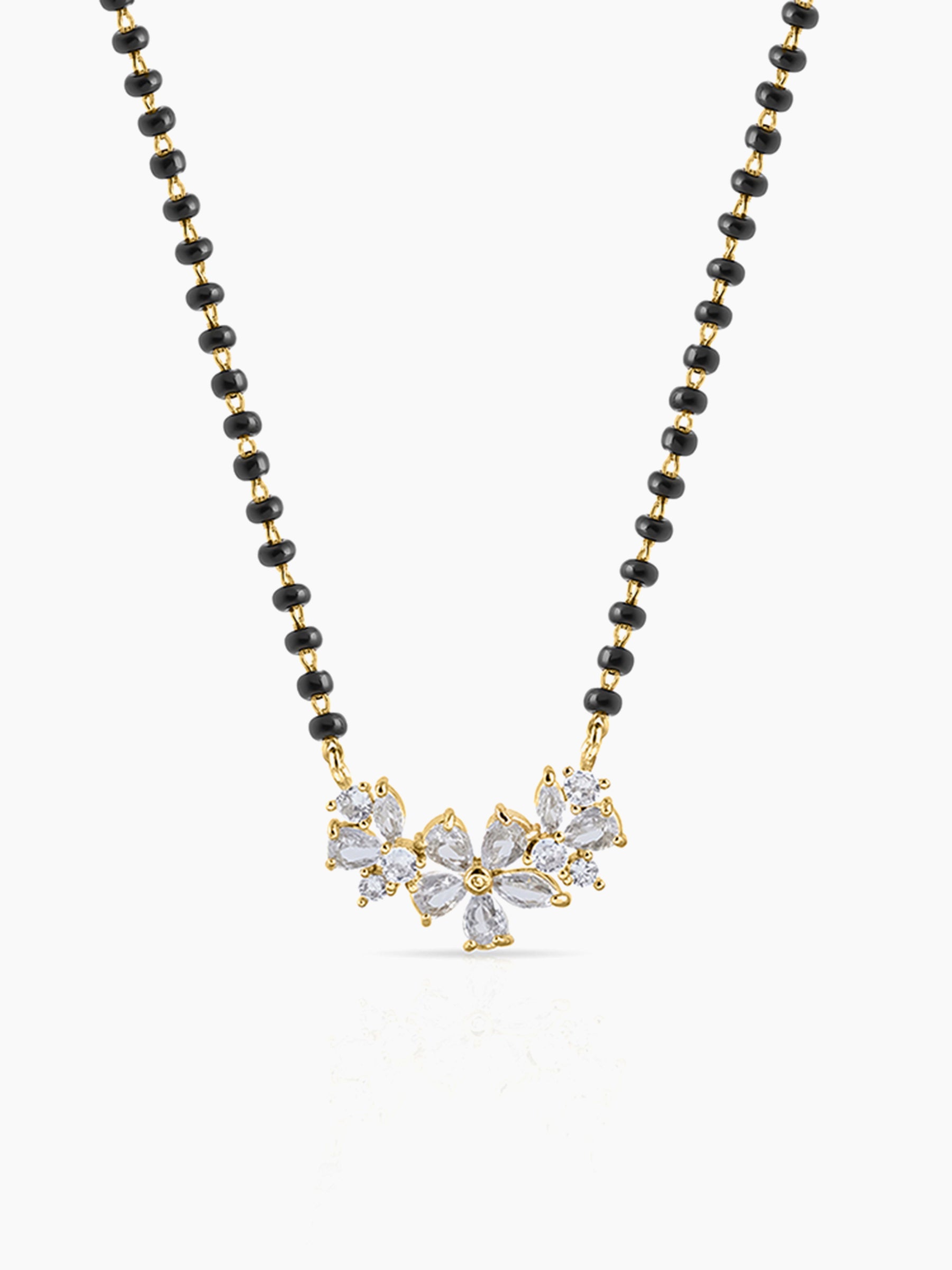 Aira Diamond Floral Cluster 18K Gold Plated Mangalsutra