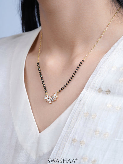 Aira Diamond Floral Cluster 18K Gold Plated Mangalsutra