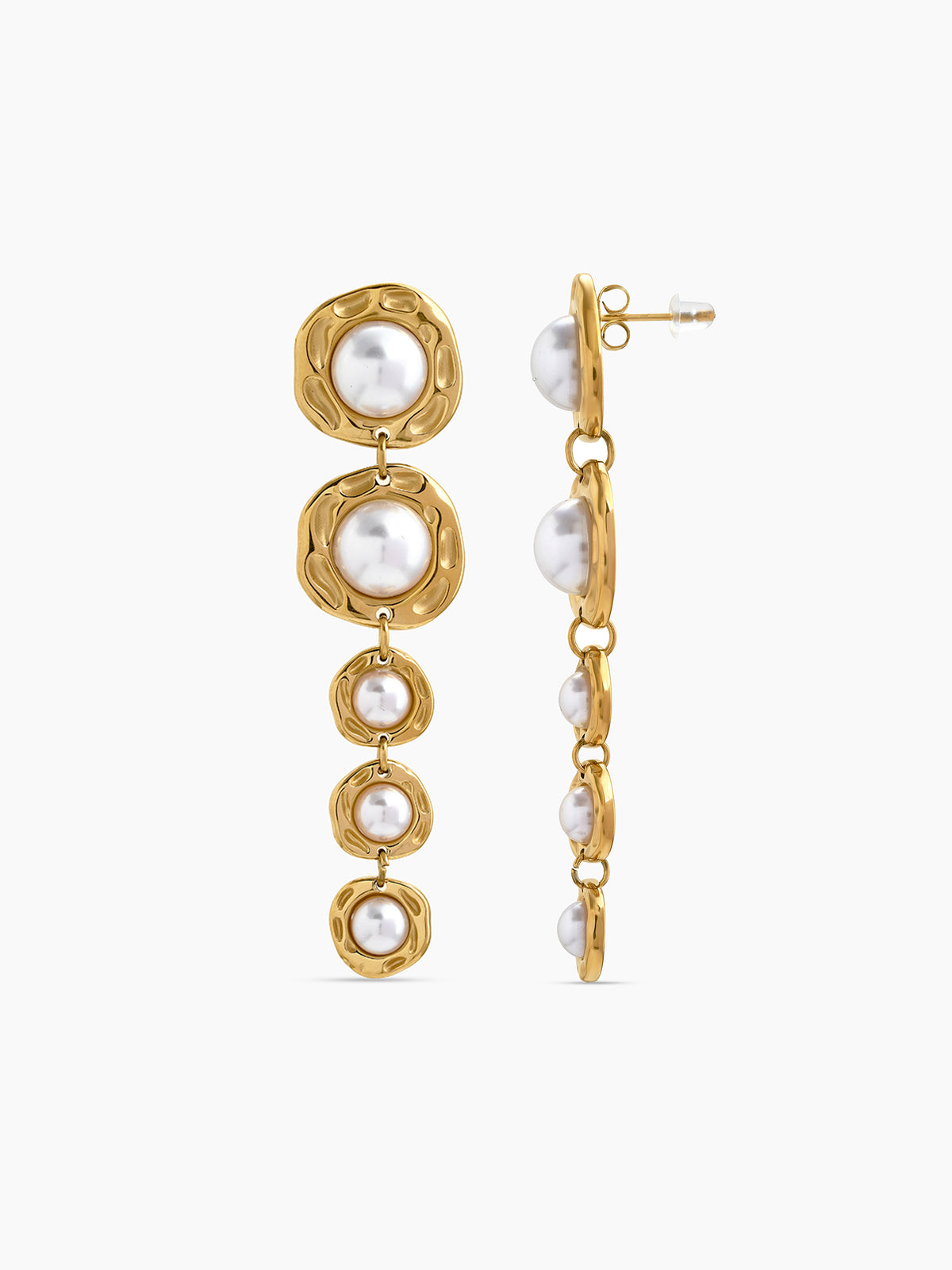 Akoya Pearl Drop 18K Gold Plated Women's Stud Earrings