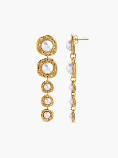 Akoya Pearl Drop 18K Gold Plated Women's Stud Earrings