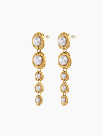 Akoya Pearl Drop 18K Gold Plated Women's Stud Earrings