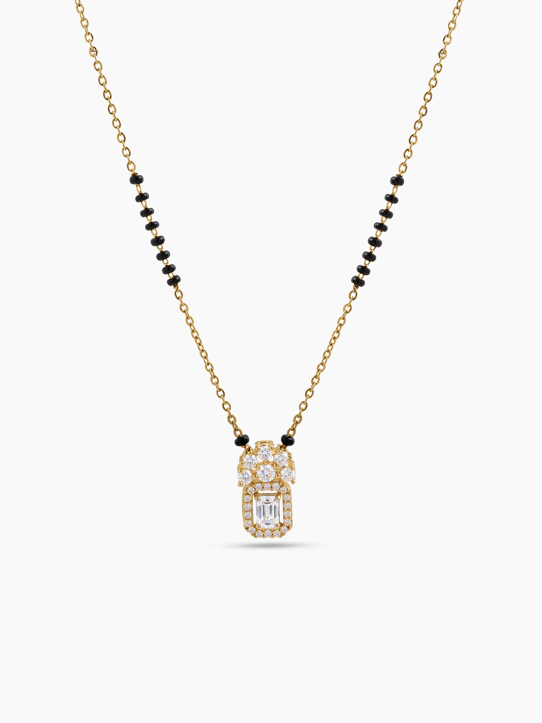 Aksha Noor Diamond Solitaire 18K Gold Plated  Women's Chain Pendant Mangalsutra Necklace