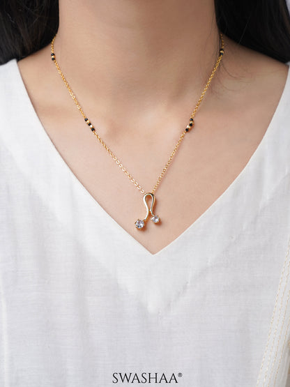 Akshara Two Diamond Solitaire 18K Gold Plated Pendant Mangalsutra