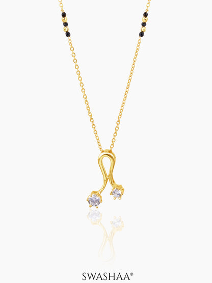 Akshara Two Diamond Solitaire 18K Gold Plated Pendant Mangalsutra