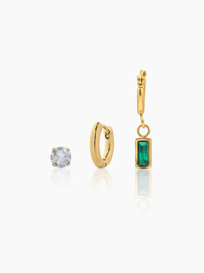 Alara Emerald Women's Earrings Set - Swashaa
