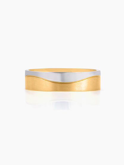 Alaric Two Tone Gold Silver Wavy Band Men's Ring