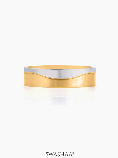 Alaric Two Tone Gold Silver Wavy Band Men's Ring