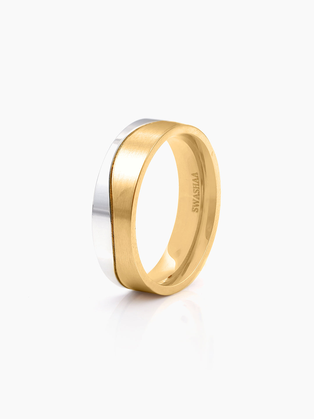 Alaric Two Tone Gold Silver Wavy Band Men's Ring