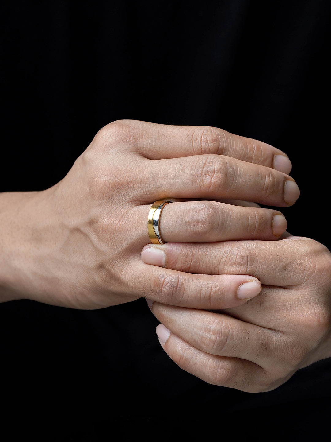 Alaric Two Tone Gold Silver Wavy Band Men's Ring