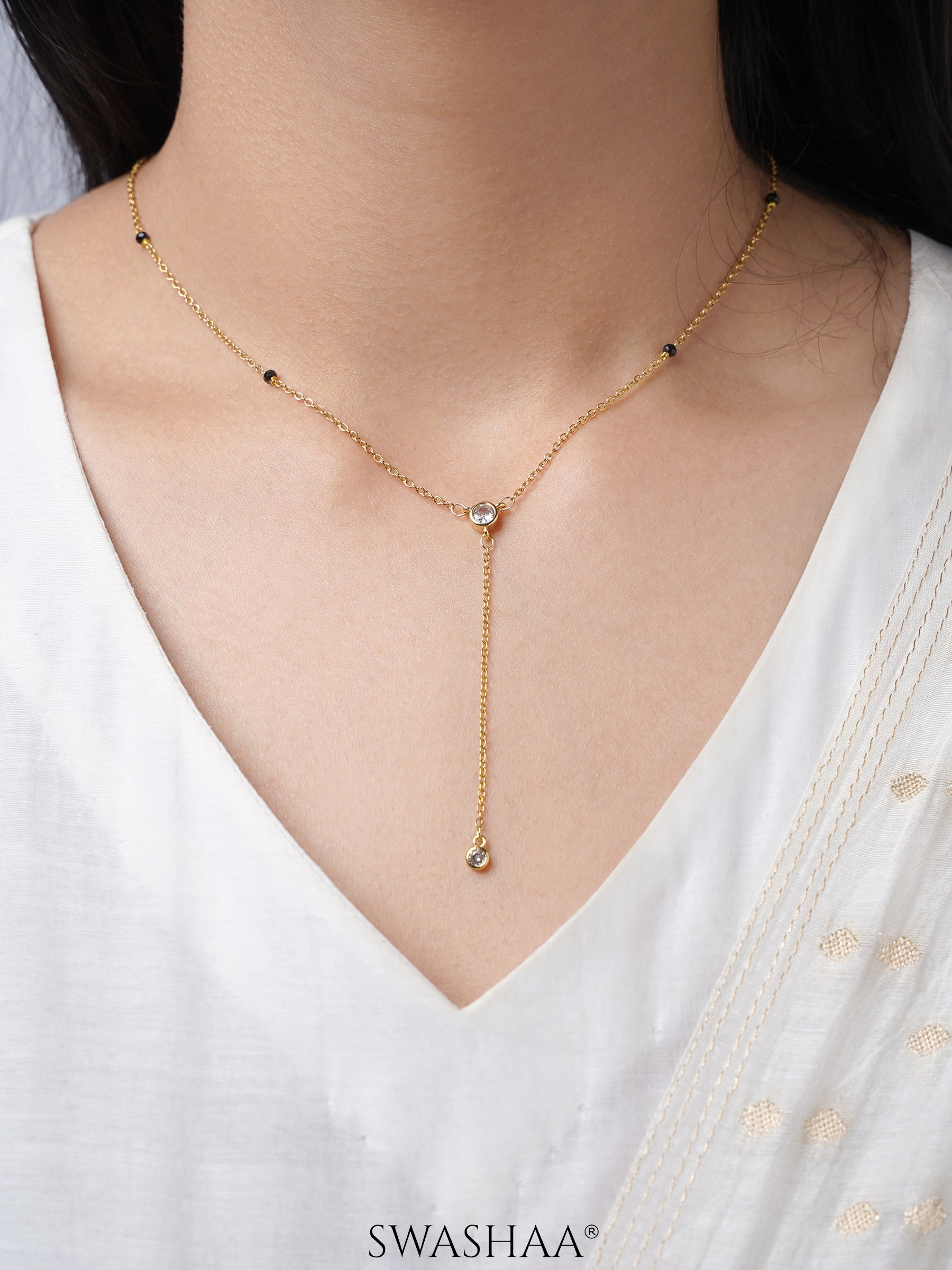 Aleeia Solitaire Drop 18K Gold Plated Mangalsutra