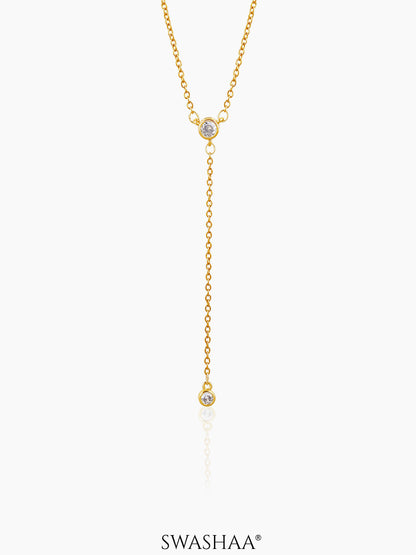 Aleeia Solitaire Drop 18K Gold Plated Chain Necklace