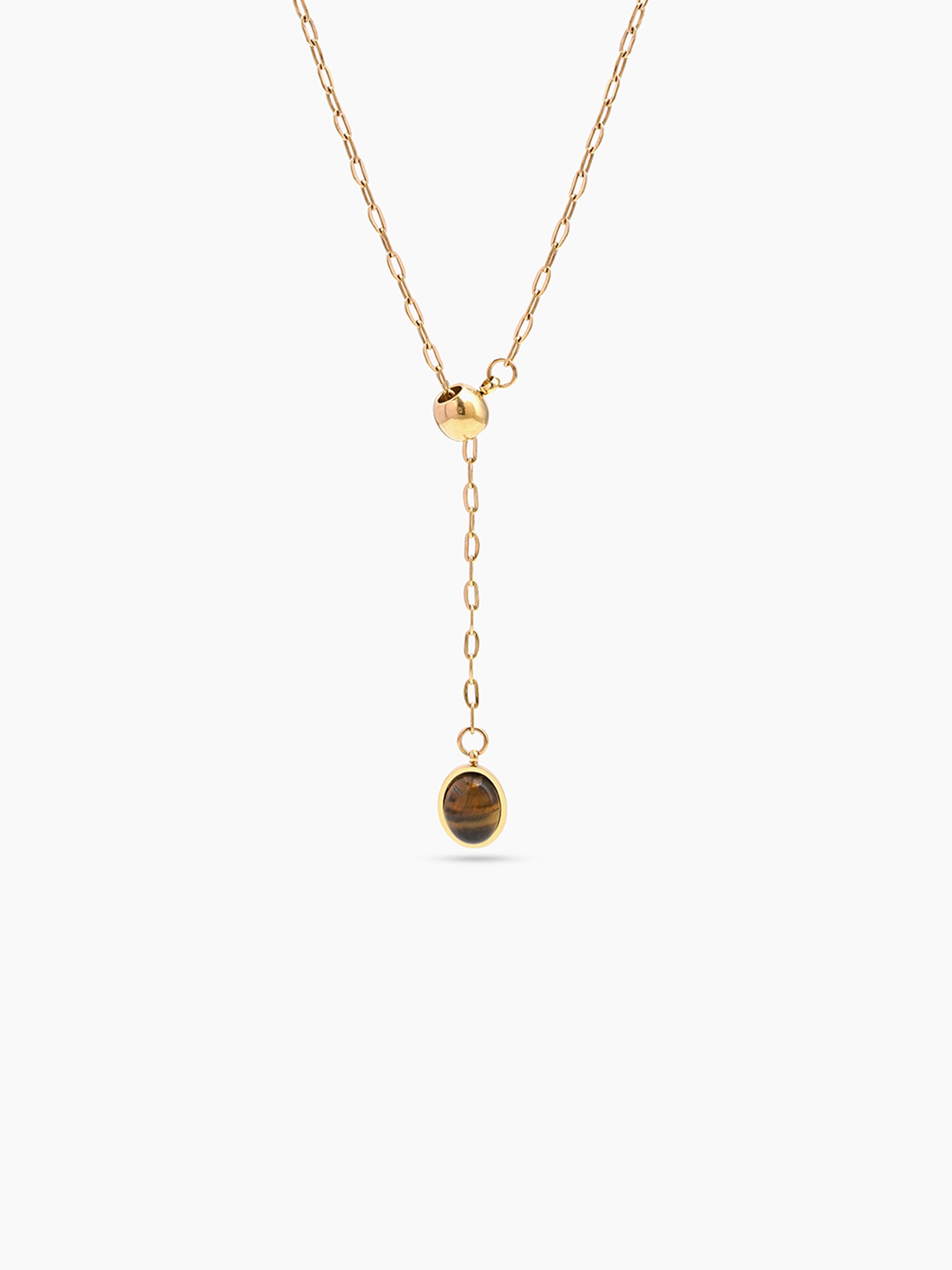 Alessara Brown Drop Y-Shaped 18K Gold Plated Wome's Chain Pendant Necklace 