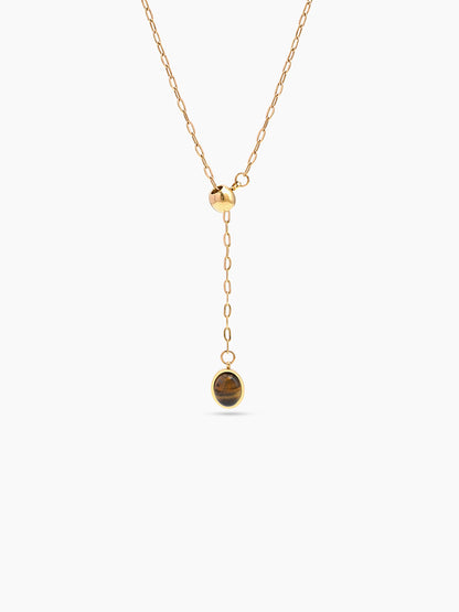Alessara Brown Drop Y-Shaped 18K Gold Plated Wome's Chain Pendant Necklace 